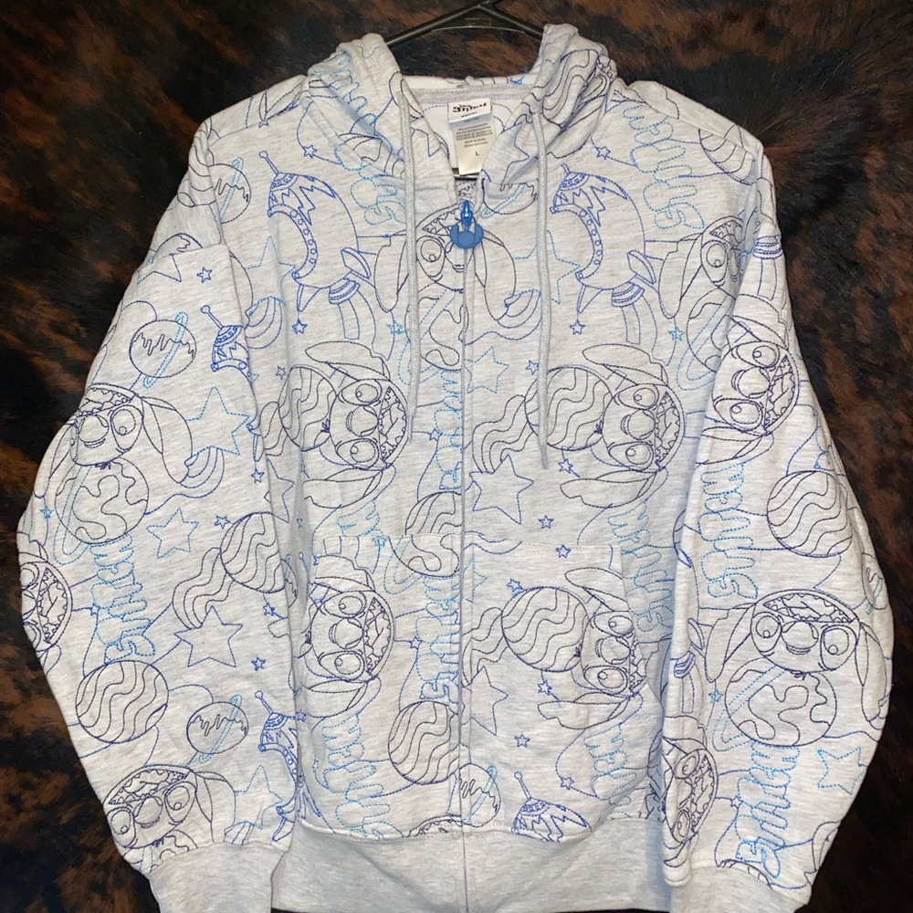 Disney Gray Hoodie with Blue Stitch Design